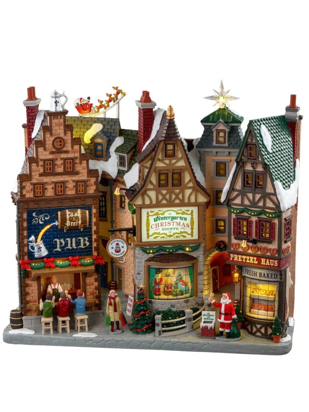 Lemax Wintergarten Lane Lighted Building Facades Christmas Germany, EUC Like New